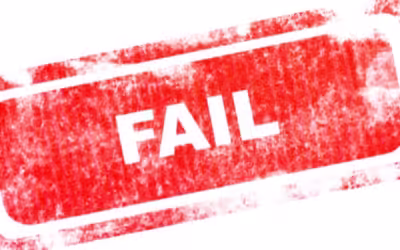 Red "FAIL" stamp highlighting the high failure rate of clothing startups.